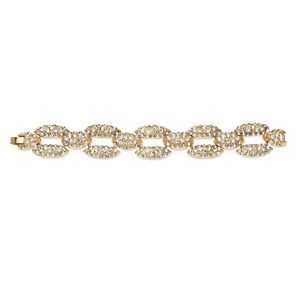 PalmBeach Jewelry Pave Crystal Panther Link Bracelet in Yellow Gold Tone