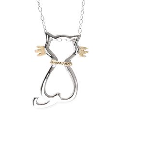 Jewelry For Trees 14K Gold and Sterling Silver Cat Pendant