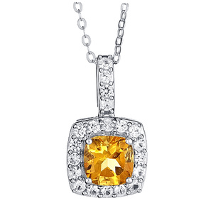 Created White Sapphire & Citrine Pendant in Sterling Silver