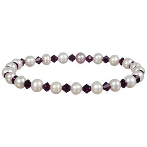Lita White Pearl With Swarovski Crystals Stretch Bracelet